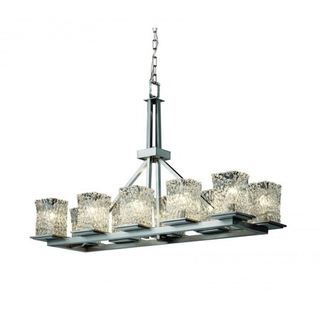 Justice Design Group GLA-8650-26-WTFR-DBRZ Veneto Luce Collection Montana 10-Light Rectangular Ring Chandelier